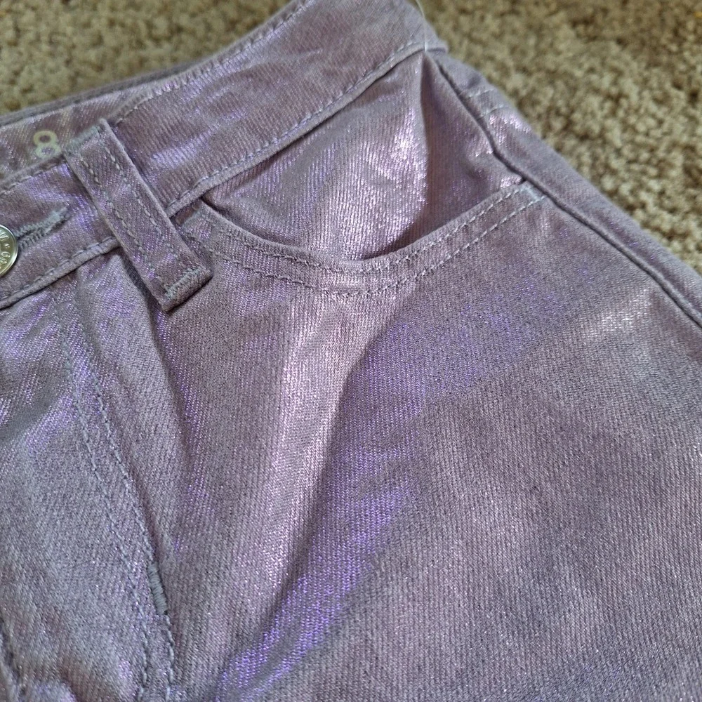 Gap Girlfriend Jeans Purple Sparkle Glitter Metallic Shimmer Pants Girls 8
